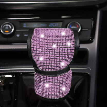 7Pcs / Set Shiny Rhinestones Car Steering Wheel Safety Belt Shifter Cover Cup Mat Start Button Ring Kit