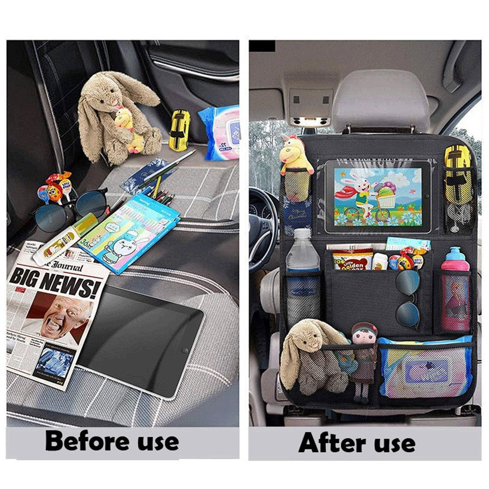 Multifunction Car Back Seat Organizer Bag Automotive Seat Back Organizer with Touch Screen Tablet Holder