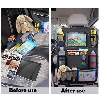 Multifunction Car Back Seat Organizer Bag Automotive Seat Back Organizer with Touch Screen Tablet Holder