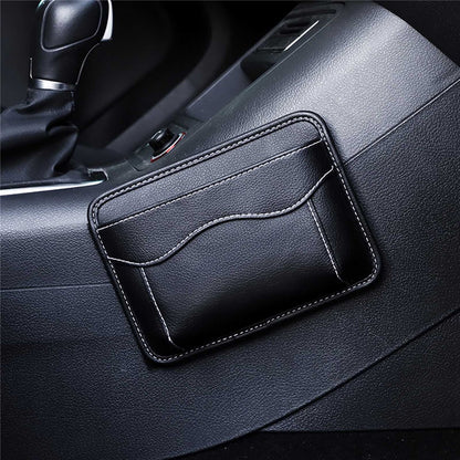 Car Dashboard Adhesive Storage Bag PU Leather Seat Seam Phone Sundries Holder Organizer