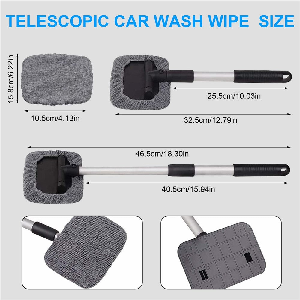 DM-095 32.5-46.5cm Window Cleaner with Handle and Microfiber Cloth Cleaning Tool Car Windshield Cleaning Device