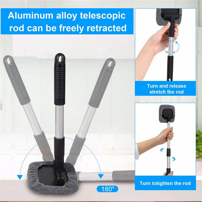 DM-095 32.5-46.5cm Window Cleaner with Handle and Microfiber Cloth Cleaning Tool Car Windshield Cleaning Device