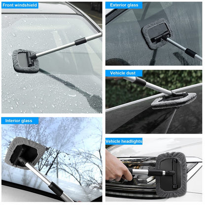 DM-095 32.5-46.5cm Window Cleaner with Handle and Microfiber Cloth Cleaning Tool Car Windshield Cleaning Device