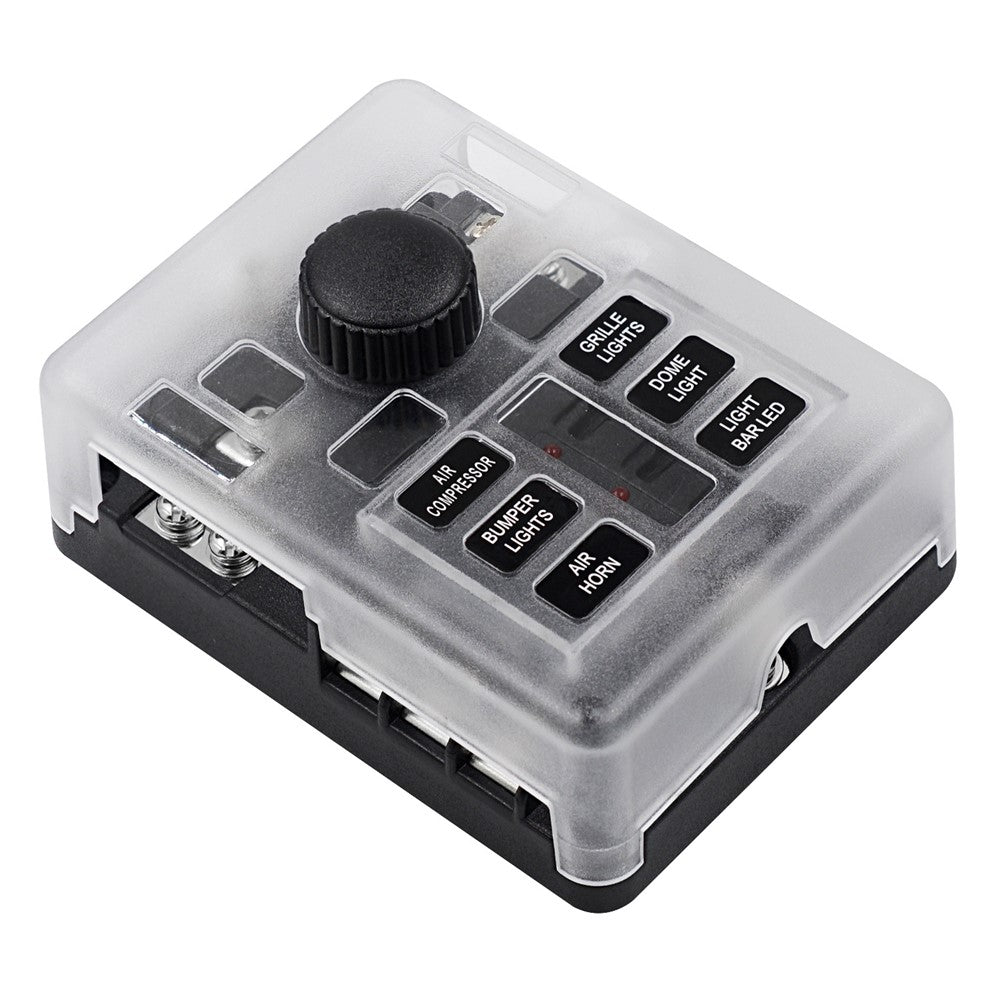 WUPP CS-3394A1 6 Way Blade Fuse Block with Negative Bus LED Indicator for Car Boat Van SUV
