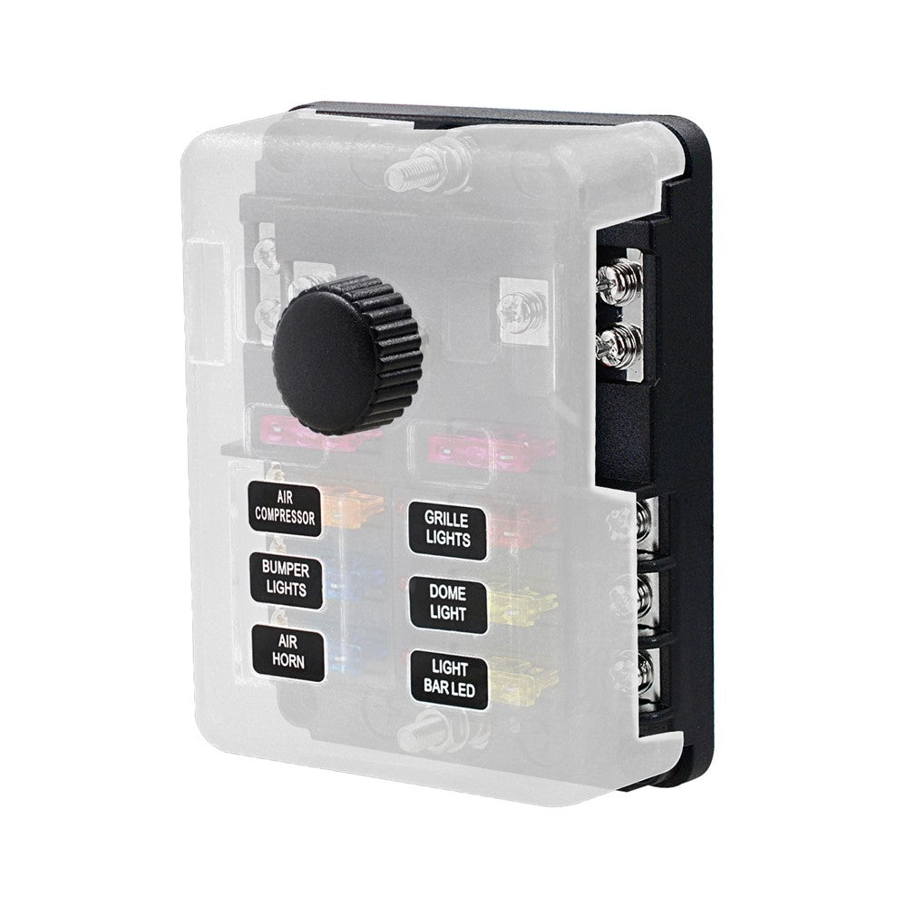 WUPP CS-3394A1 6 Way Blade Fuse Block with Negative Bus LED Indicator for Car Boat Van SUV