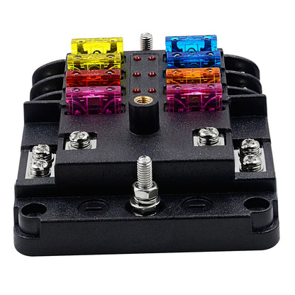 WUPP CS-3394A1 6 Way Blade Fuse Block with Negative Bus LED Indicator for Car Boat Van SUV