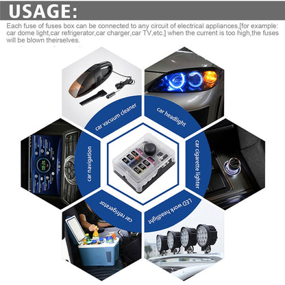 WUPP CS-3394A1 6 Way Blade Fuse Block with Negative Bus LED Indicator for Car Boat Van SUV