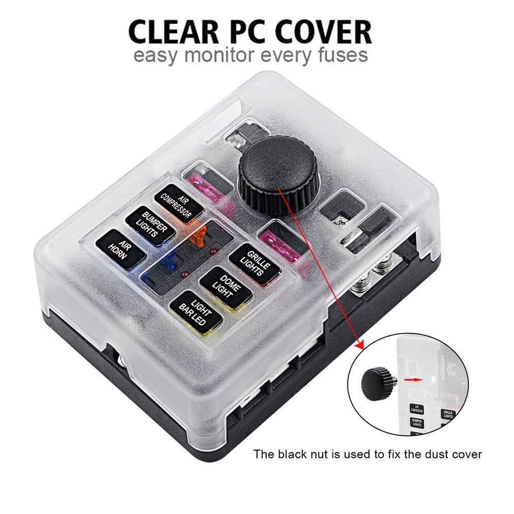 WUPP CS-3394A1 6 Way Blade Fuse Block with Negative Bus LED Indicator for Car Boat Van SUV