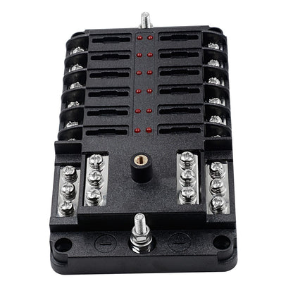WUPP CS-339C1 12 Way Blade Fuse Block with Negative Bus LED Indicator for Car Boat Van SUV