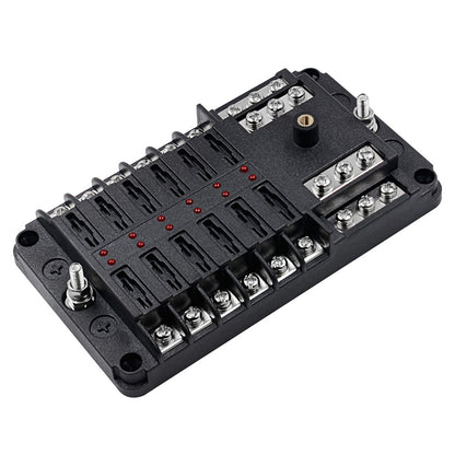 WUPP CS-339C1 12 Way Blade Fuse Block with Negative Bus LED Indicator for Car Boat Van SUV