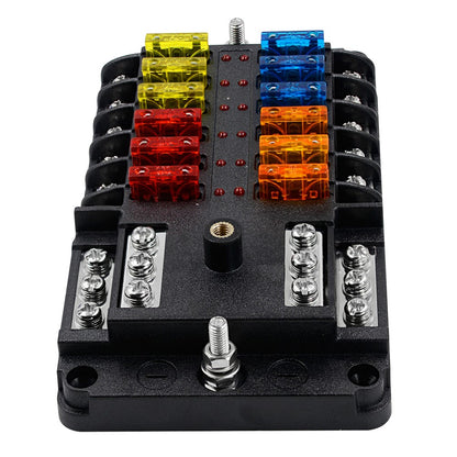 WUPP CS-339C1 12 Way Blade Fuse Block with Negative Bus LED Indicator for Car Boat Van SUV