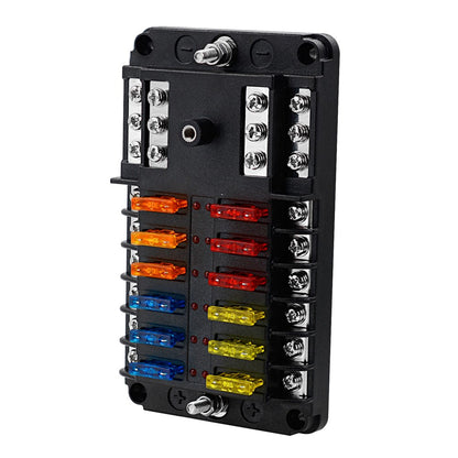 WUPP CS-339C1 12 Way Blade Fuse Block with Negative Bus LED Indicator for Car Boat Van SUV
