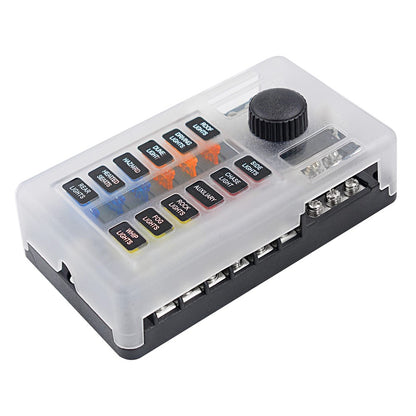 WUPP CS-339C1 12 Way Blade Fuse Block with Negative Bus LED Indicator for Car Boat Van SUV