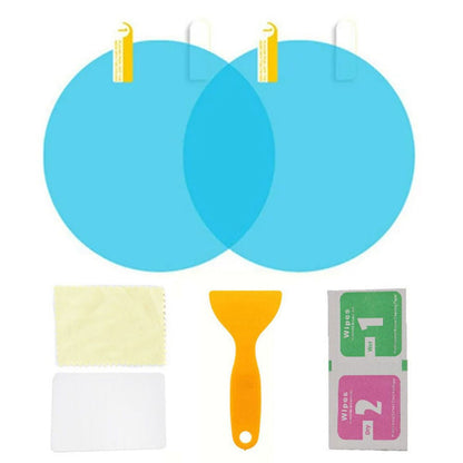 2Pcs Round 100x100mm Car Rear View Mirror Film PET Anti-Fog Rainproof Mirror Film with Tools