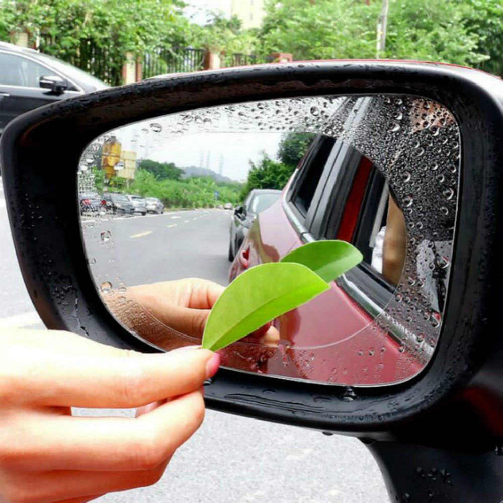 2Pcs Oval 100x150mm Car Rear View Mirror Film PET Anti-Fog Rainproof Mirror Film with Tools
