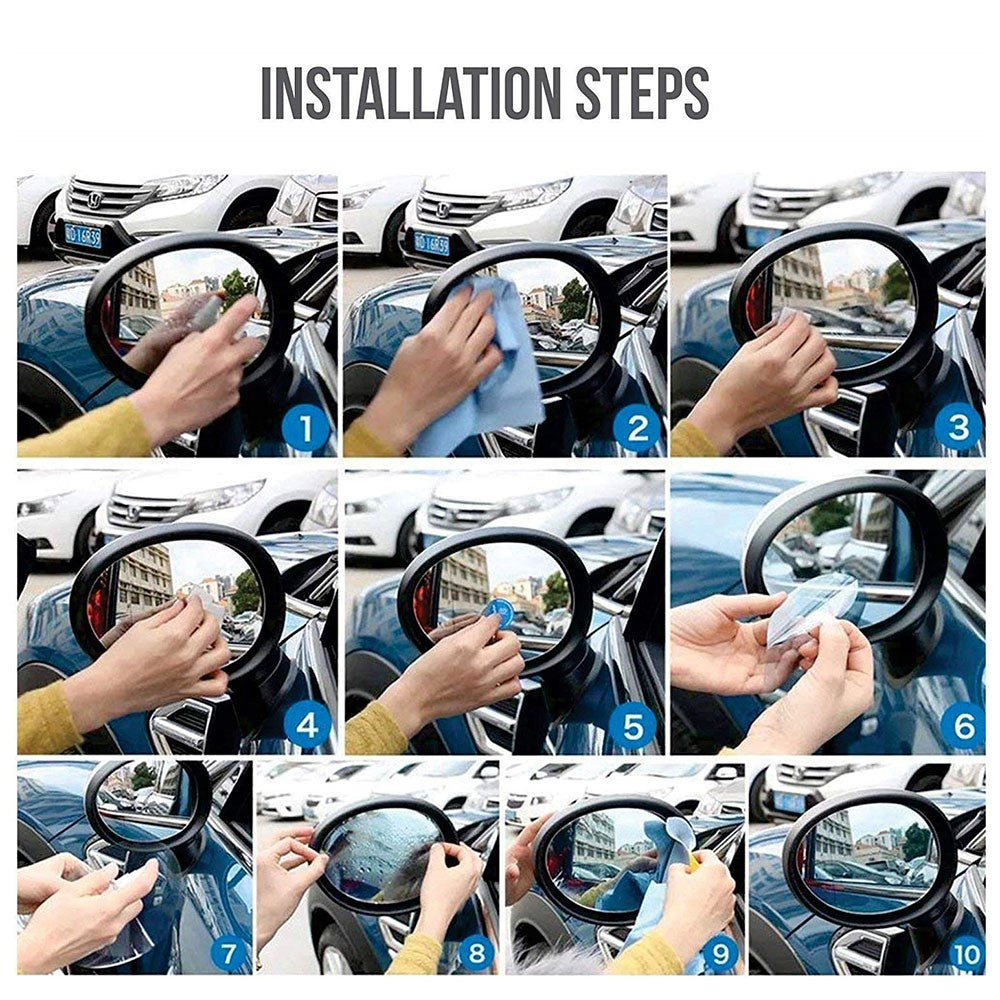 2Pcs Square 175x200mm Car Rear View Mirror Film PET Anti-Fog Rainproof Mirror Film with Tools