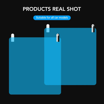 2Pcs Square 175x200mm Car Rear View Mirror Film PET Anti-Fog Rainproof Mirror Film with Tools