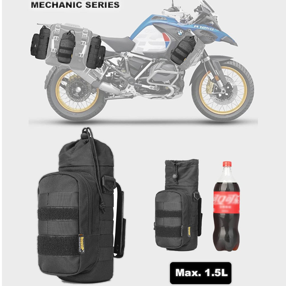 RHINOWALK Mechanic MJX2006BK Thermal Aluminum Liner Expanded Motorcycle Water Bottle Holder Bag, 10.5x22cm