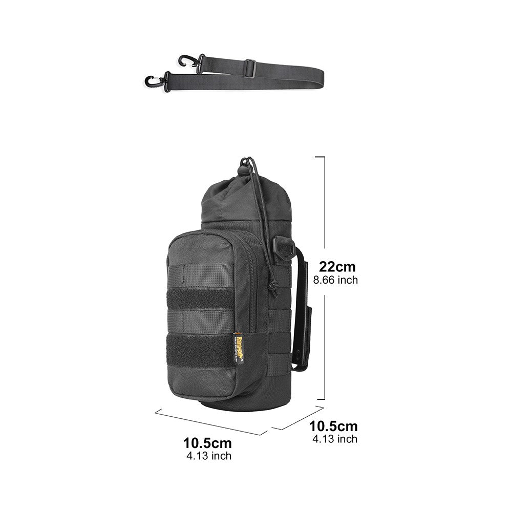 RHINOWALK Mechanic MJX2006BK Thermal Aluminum Liner Expanded Motorcycle Water Bottle Holder Bag, 10.5x22cm