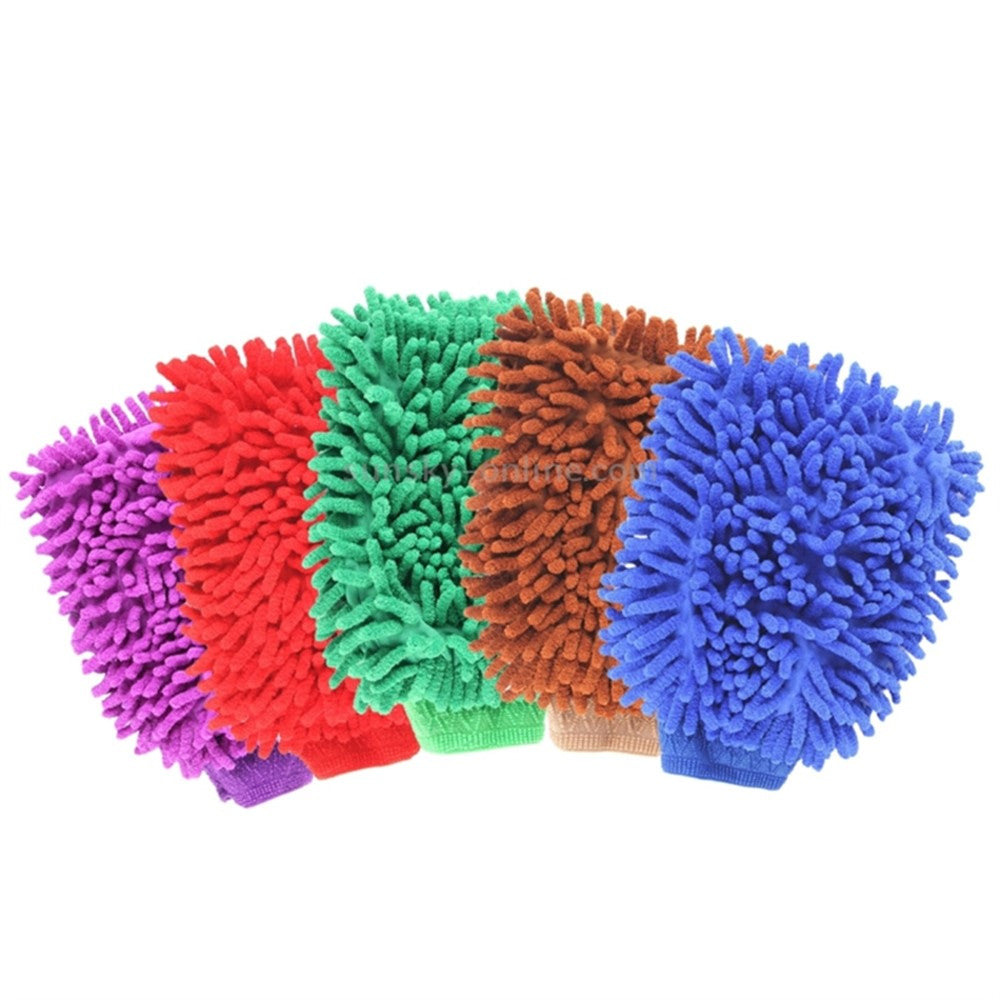 Microfiber Gloves for Cleaning Car Double-Sided Chenille Microfiber Glove Antistatic Cleaning Cloth Dust Removal Cleaning Gloves (Random Color)