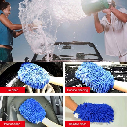 Microfiber Gloves for Cleaning Car Double-Sided Chenille Microfiber Glove Antistatic Cleaning Cloth Dust Removal Cleaning Gloves (Random Color)