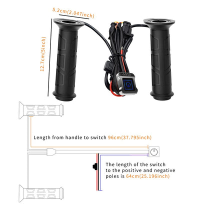 ZH-983F2 1 Pair For ATV Motorcycle Intelligent 3 Gears Temperature Adjustable Heated Grips Winter Warmer Electric Heating Hand Grips