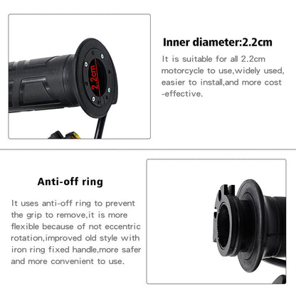 WUPP ZH-983B6 1 Pair 12V Motorcycle Winter Electric Heating Hand Grips 3 Gears Temperature Adjustable Heated Grips