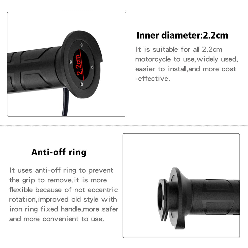 WUPP ZH-983C1 1Pair Smart 3-Gear 12V Motorcycle Heated Grips Universal Electric Heating Handlebar Modified Heating Grips Electric Scooter Warmer Handgrips