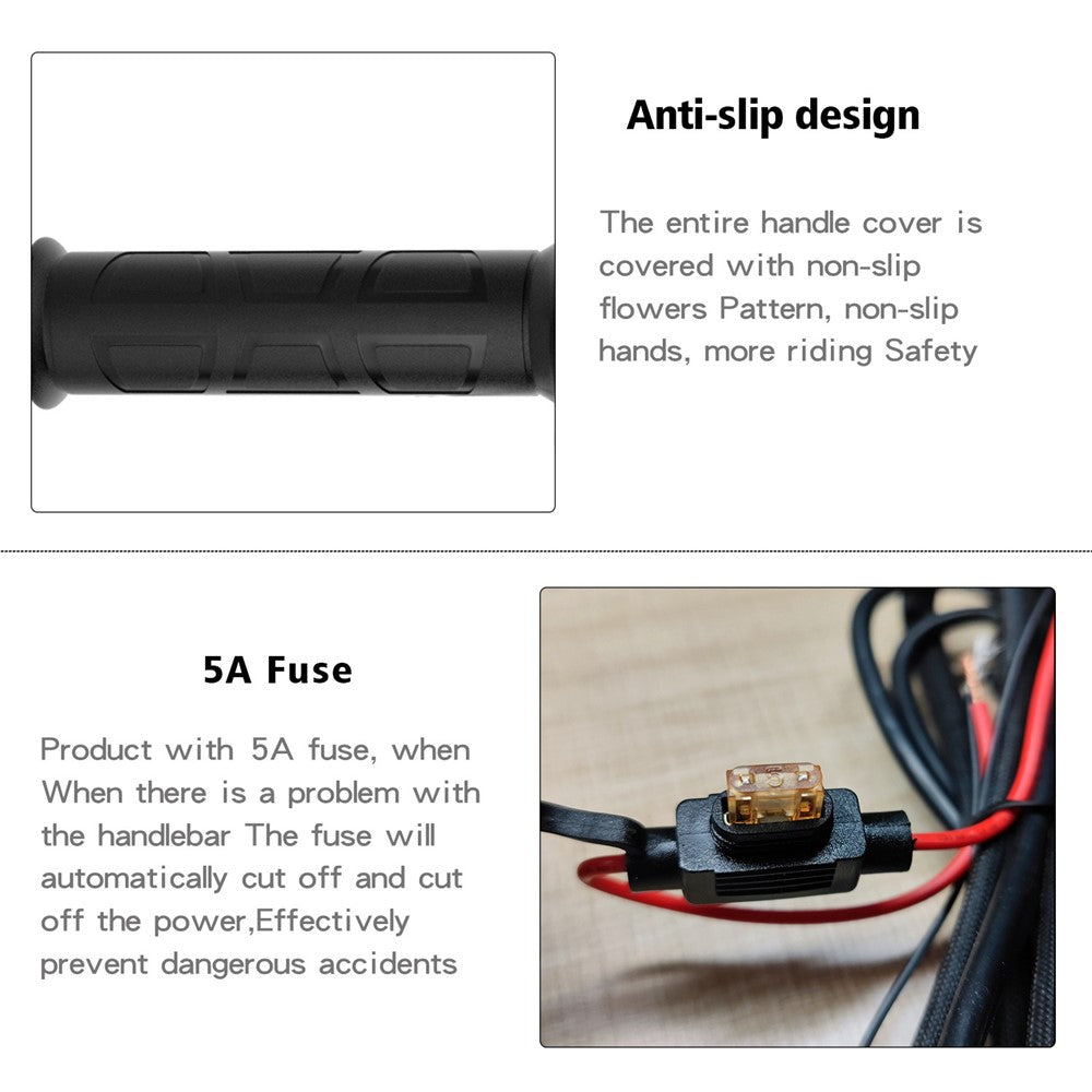 WUPP ZH-983C1 1Pair Smart 3-Gear 12V Motorcycle Heated Grips Universal Electric Heating Handlebar Modified Heating Grips Electric Scooter Warmer Handgrips