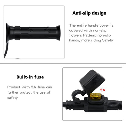 WUPP ZH-990B1 1Pair 5-Gear 12V Motorcycle Heating Handlebar Electric Heated Grips with Indicator Warmer Heating Grips for Winter