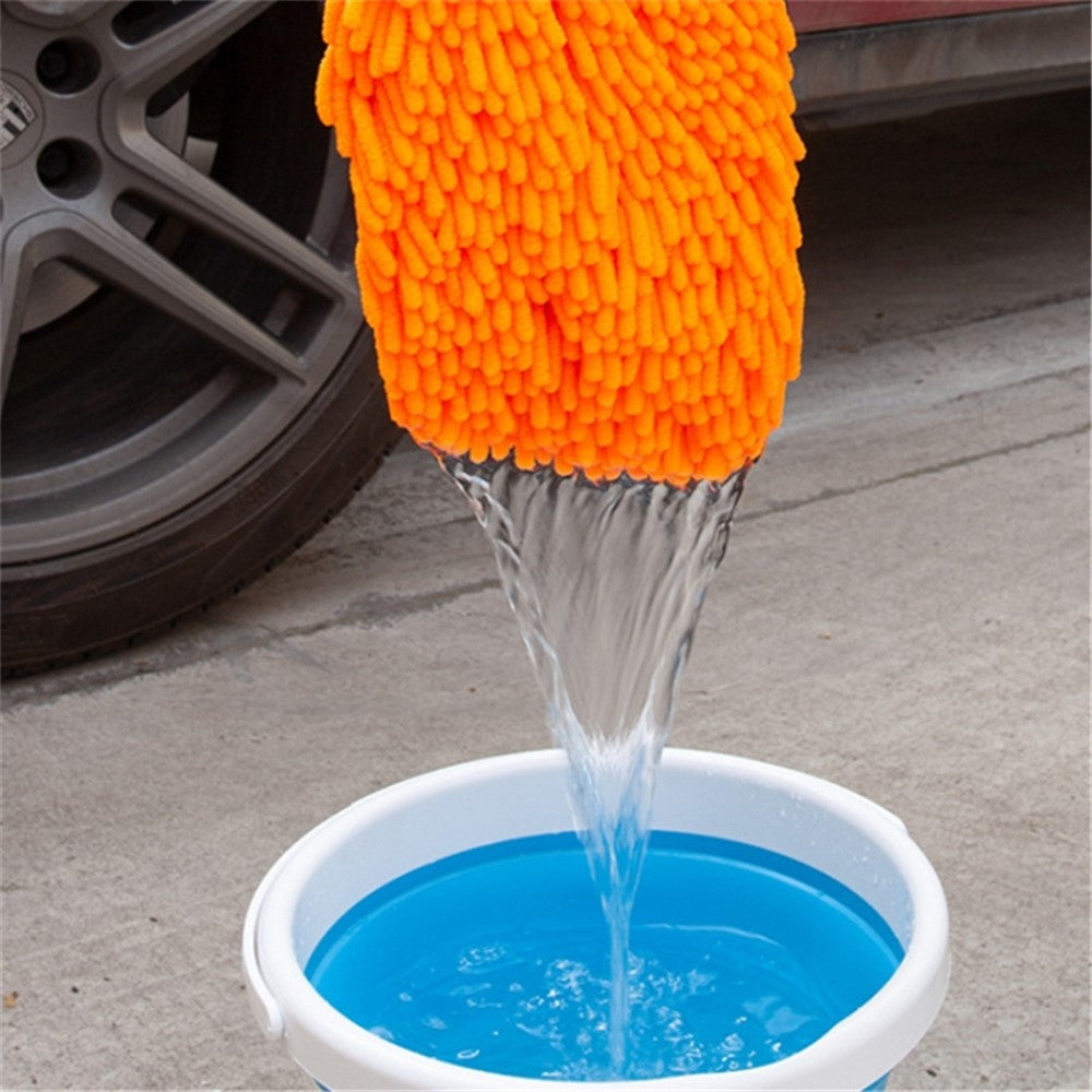 2PCS Chenille Car Wiping Gloves Double-Sided Coral Fleece Housework Dust Wool Bear Paw Car Cleaning Tool