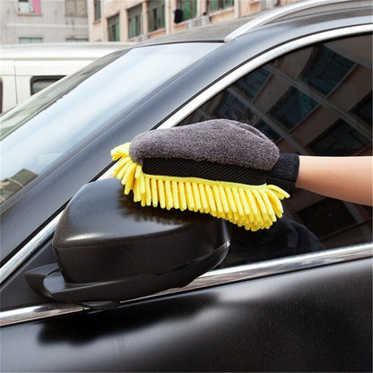 2PCS Chenille Car Wiping Gloves Double-Sided Coral Fleece Housework Dust Wool Bear Paw Car Cleaning Tool