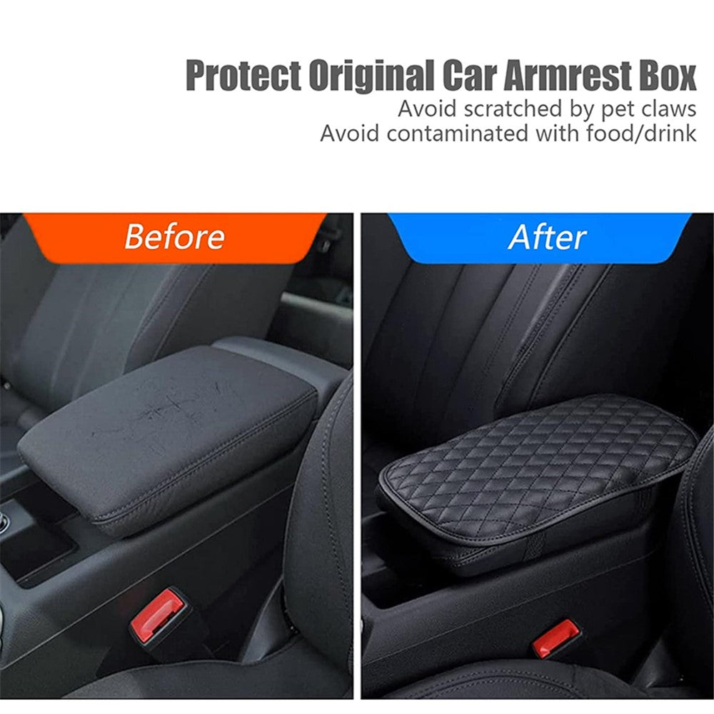 PU Leather Car Armrest Box Cover Pad Auto Center Armrest Box Protective Mat