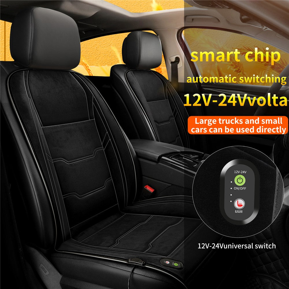 12V / 24V Single Seat Car Cigarette Lighter Heated Seat Cushion Chair Heating Pad with 3 Heat Settings