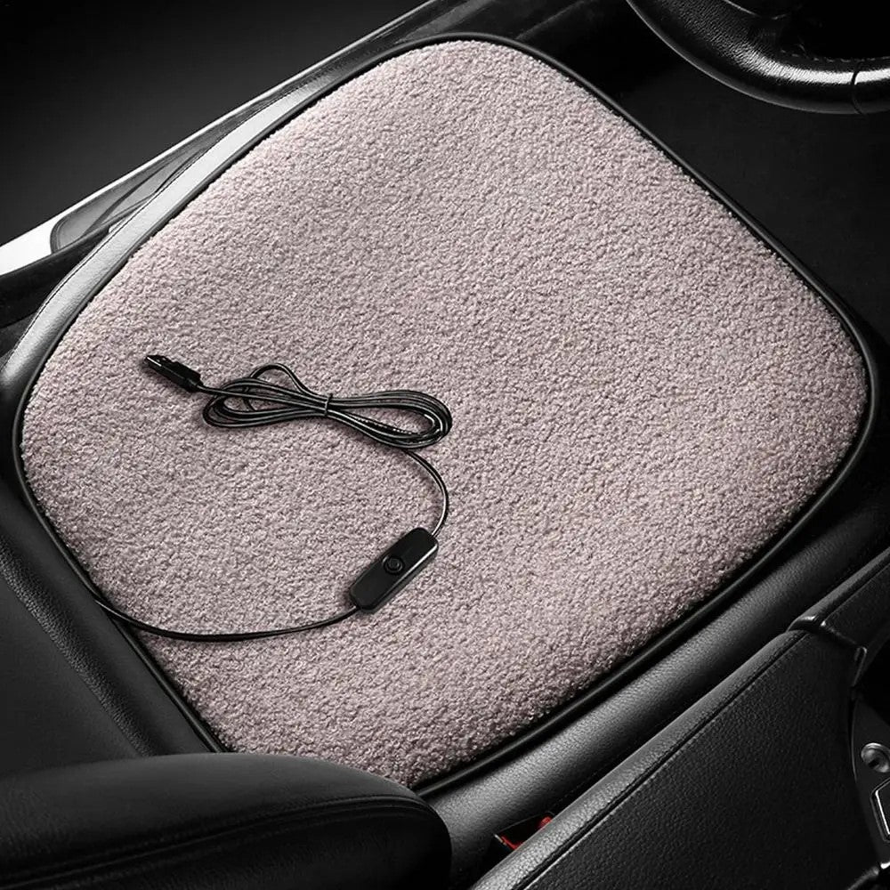 5V Car Heating Cushion Lamb Fleece Winter Warm Universal Car Interior Seat Cover Pad