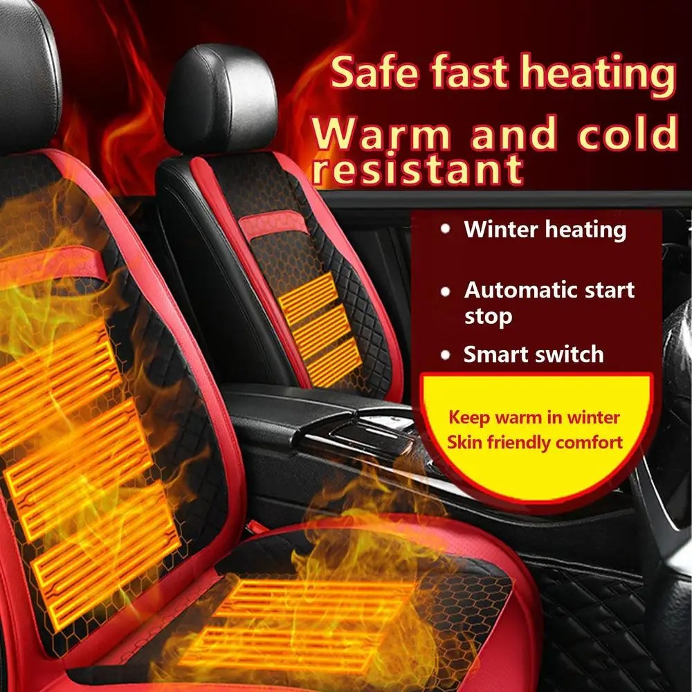Universal 12V / 24V Car Electric Heating Car Seat Cushion with Backrest Car Seat Warmer for Winter