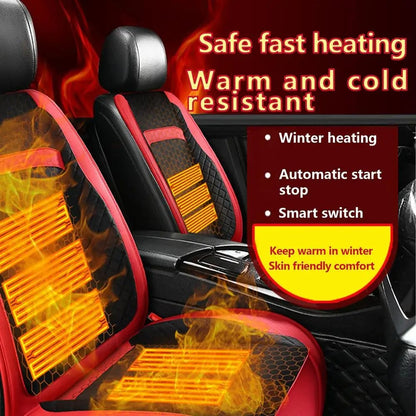 Universal 12V / 24V Car Electric Heating Car Seat Cushion with Backrest Car Seat Warmer for Winter