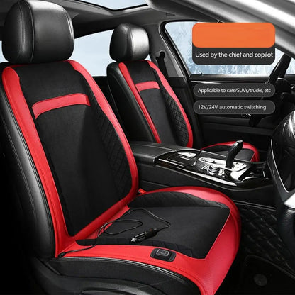 Universal 12V / 24V Car Electric Heating Car Seat Cushion with Backrest Car Seat Warmer for Winter