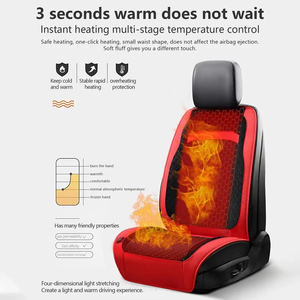 Universal 12V / 24V Car Electric Heating Car Seat Cushion with Backrest Car Seat Warmer for Winter