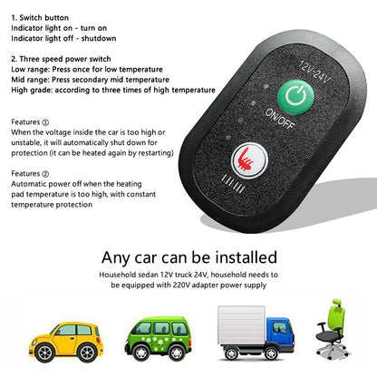 WM-XL2 Universal 12V / 24V Car Heated Seat Cover with Backrest Vehicle Seat Cushion Warmer for Winter