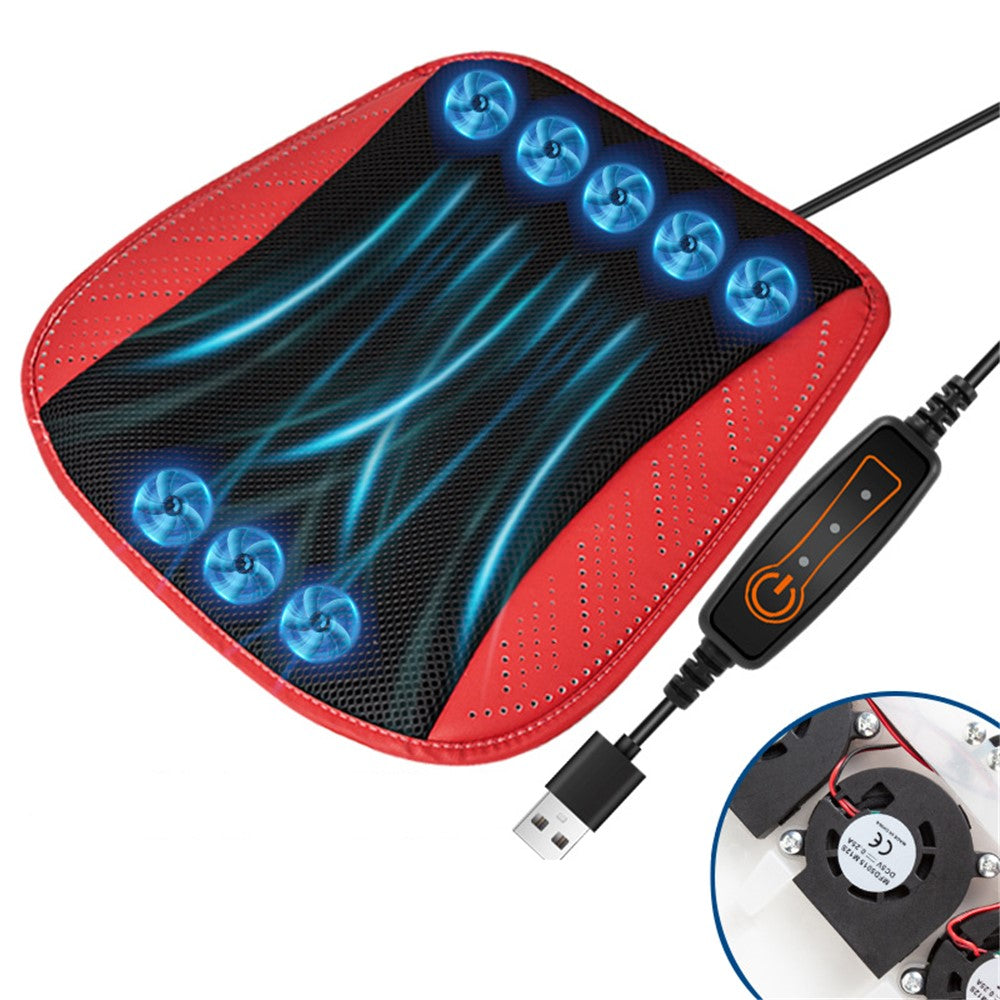 USB Car Seat Summer Cooler Breathable Ice Silk Seat Cushion ( Built-In 8 Fans)