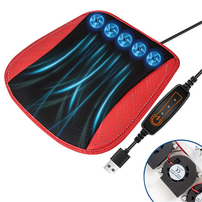 USB Powered Summer Breathable Car Seat Cushion Built-in 5 Fans Seat Cooling Mat
