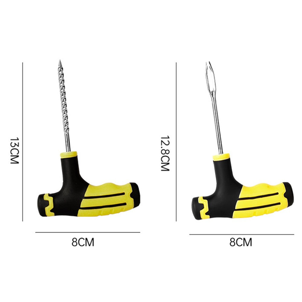 BY-1308 Car Tire Repair Tool Kit Tyre Puncture Tool with Rubber Strip + Gloves (without Glue)