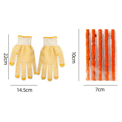 BY-1308 Car Tire Repair Tool Kit Tyre Puncture Tool with Rubber Strip + Gloves (without Glue)