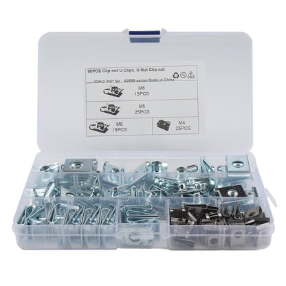 A2699 80Pcs M4 M5 M6 M8 U Nut Clamp Quick Clip Fastener Assortment Kit