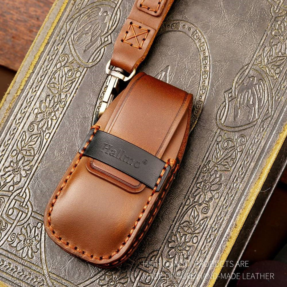 HALLMO C017 for E300L Car Cowhide Leather Key Protective Cover Anti-scratch Key Case