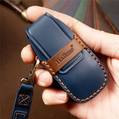 HALLMO C015 Anti-scratch Car Key Case for E300L, Genuine Cowhide Leather Protector Keychain Replacement