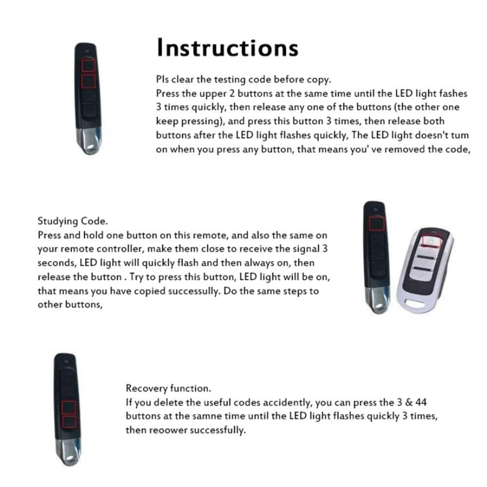 4-in-1 433MHz Remote Control Duplicator Car Garage Door Remote Copy Remote Controller
