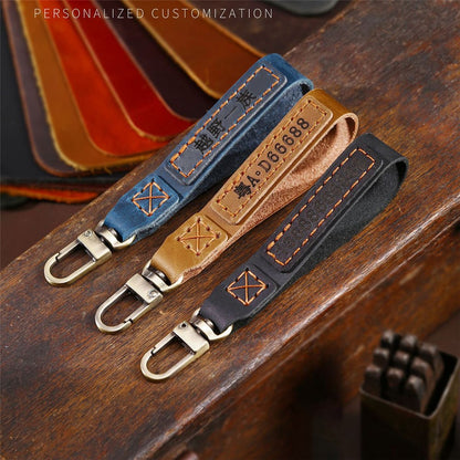 HALLMO Car Remote Key Cover for C005 18, Toyota 2-Keys Crazy Horse Cowhide Leather Protective Case