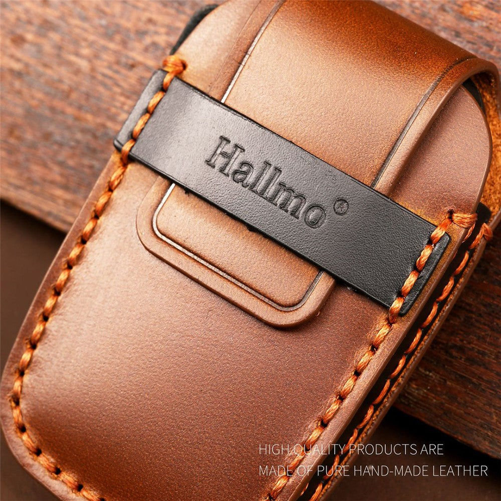 HALLMO Car Remote Key Cover for C005 18, Toyota 2-Keys Crazy Horse Cowhide Leather Protective Case